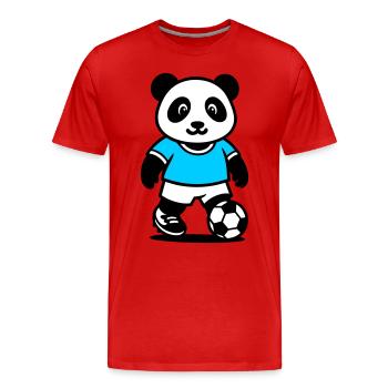 Panda footballeur mignon et stylé Kawaii Foot - T-shirt bio Premium Homme - rouge - Devant - Damien (186cm)