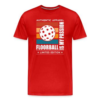 Floorball - Männer Premium Bio T-Shirt - Rot - Vorne - Damien (186cm)