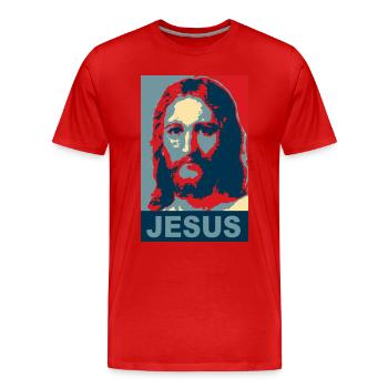 Jésus - T-shirt bio Premium Homme - rouge - Devant - Damien (186cm)