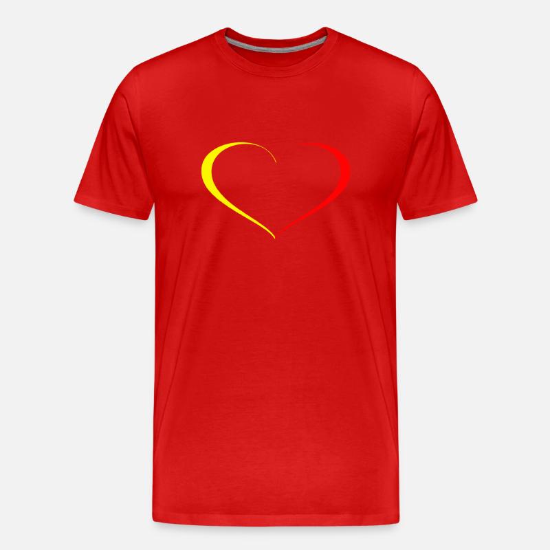 Herz Gelb Rot - Männer Premium Bio T-Shirt - Rot