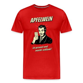 Apfelwein ist gesund und macht schlank! Halo Weiß - Männer Premium Bio T-Shirt - Rot - Vorne - Damien (186cm)