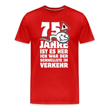 75 Jahre ist es her - der Schnellste im Verkehr - Männer Premium Bio T-Shirt - Rot - Vorne - Damien (186cm)