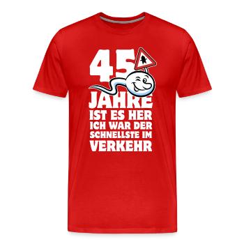45 Jahre ist es her - der Schnellste im Verkehr - Männer Premium Bio T-Shirt - Rot - Vorne - Damien (186cm)