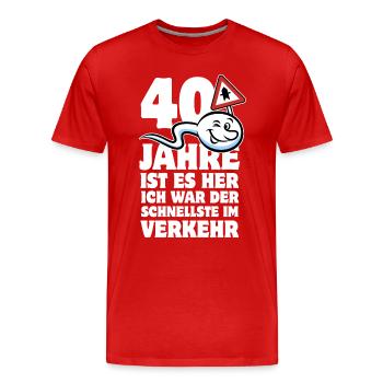 40 Jahre ist es her - der Schnellste im Verkehr - Männer Premium Bio T-Shirt - Rot - Vorne - Damien (186cm)