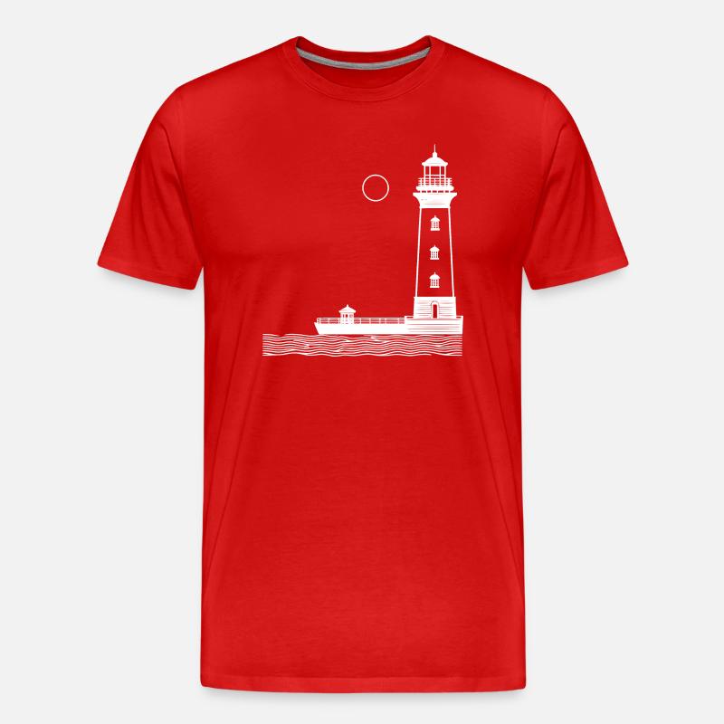 Leuchtturm 2 weiß - Männer Premium Bio T-Shirt - Rot