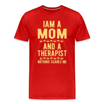 Maman thérapeute: je suis une maman et une thérapeute - T-shirt bio Premium Homme - rouge - Devant - Damien (186cm)