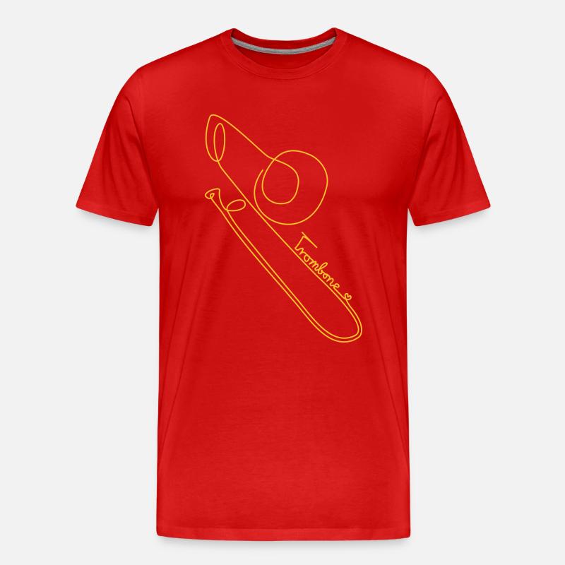 one line trombone - Männer Premium Bio T-Shirt - Rot