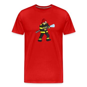 feuerwehr feuerwehrmann firefighter firetruck fire - Männer Premium Bio T-Shirt - Rot - Vorne - Damien (186cm)