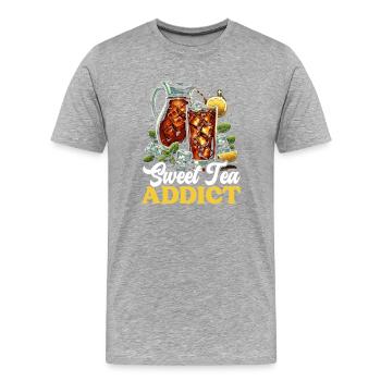 Süße Teetrinkerin Tee - Männer Premium Bio T-Shirt - Grau meliert - Vorne - Damien (186cm)
