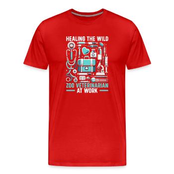 Zoo-Tierarzt Tierarzt - Männer Premium Bio T-Shirt - Rot - Vorne - Damien (186cm)