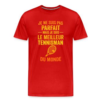Le meilleur tennisman du monde Tennis - T-shirt bio Premium Homme - rouge - Devant - Damien (186cm)