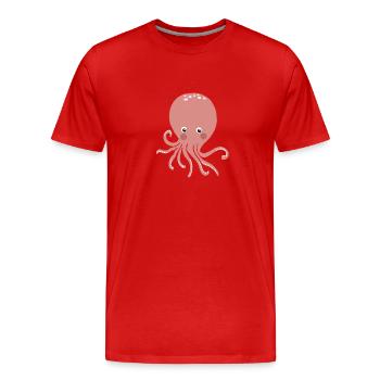 Pink Oktopus - Männer Premium Bio T-Shirt - Rot - Vorne - Damien (186cm)