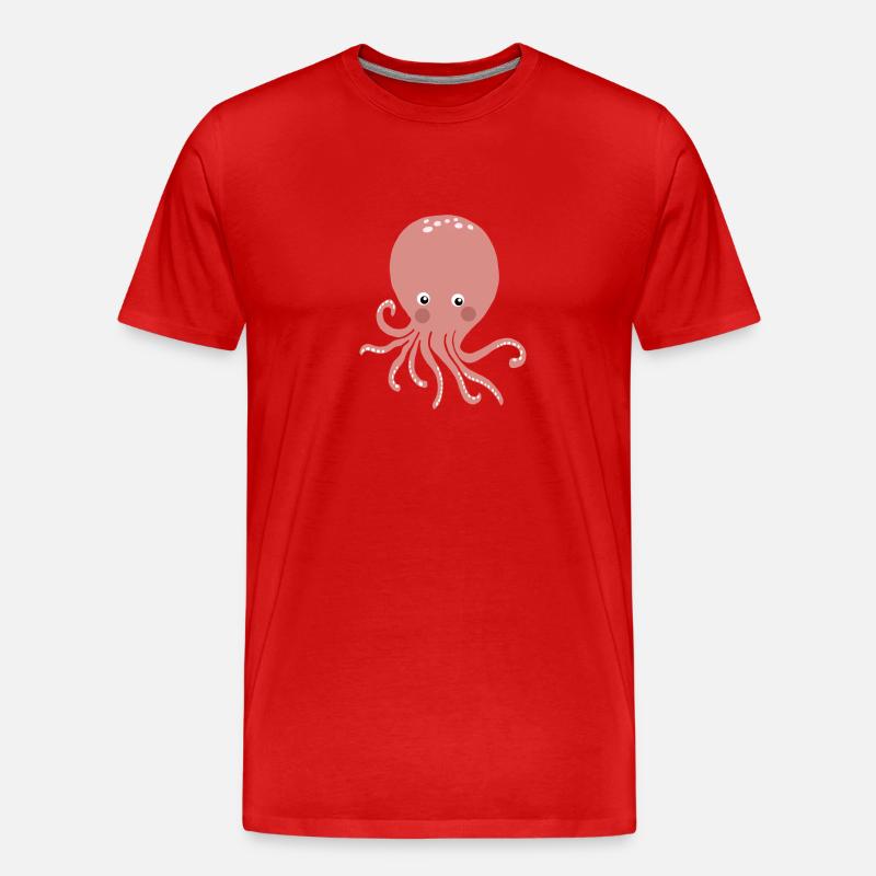 Pink Oktopus - Männer Premium Bio T-Shirt - Rot