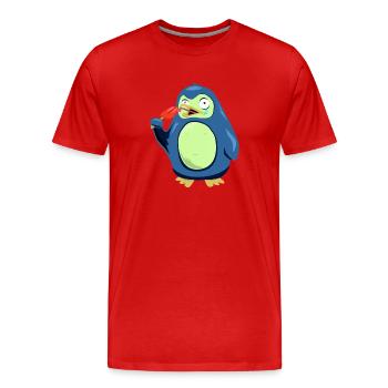 Frozen Pinguin isst Eis - Männer Premium Bio T-Shirt - Rot - Vorne - Damien (186cm)
