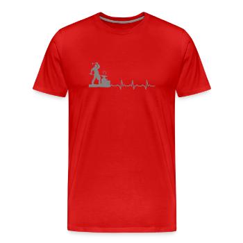 Blacksmith heartbeat gift hammer iron profession job - Men's Premium Organic T-Shirt - red - Front - Damien (186cm)