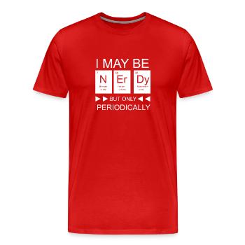 Nerdy Periodic Funny Chemistry Shirt - Men's Premium Organic T-Shirt - red - Front - Damien (186cm)