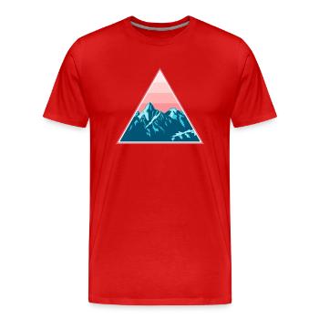 Gebirge Berge Schneebedeckt im Dreieck - Männer Premium Bio T-Shirt - Rot - Vorne - Damien (186cm)