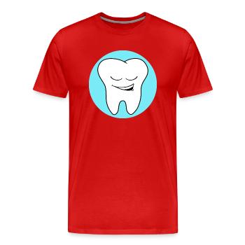 Pratique dentaire dent Logo - T-shirt bio Premium Homme - rouge - Devant - Damien (186cm)