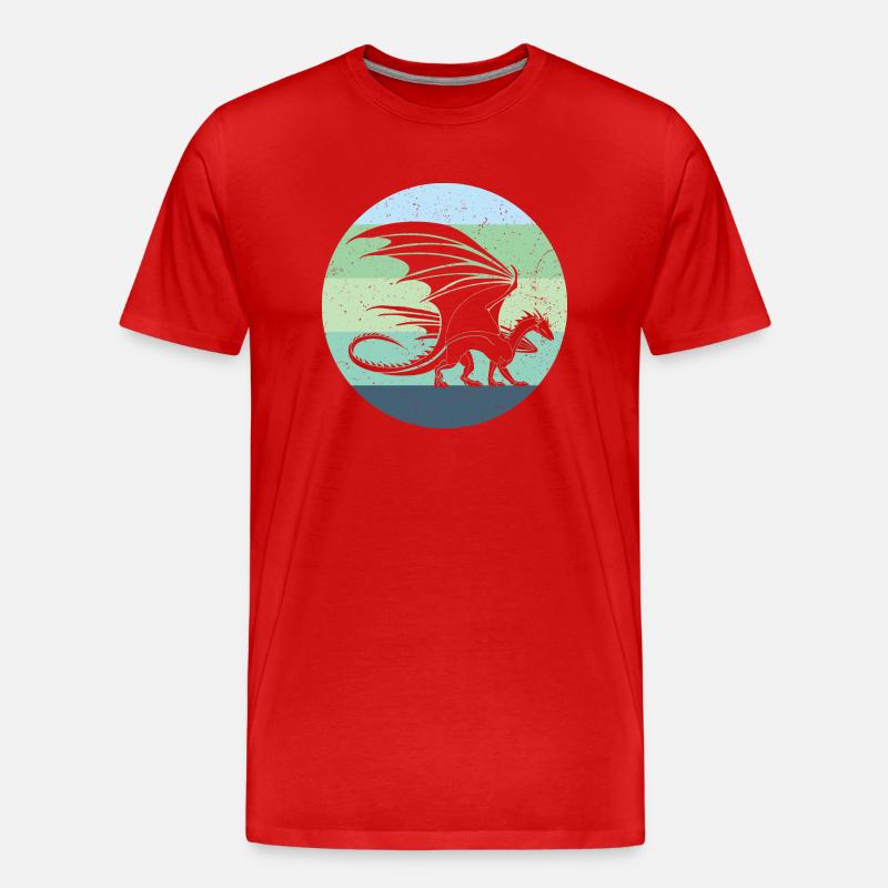 Waliser Drache Retro - Männer Premium Bio T-Shirt - Rot