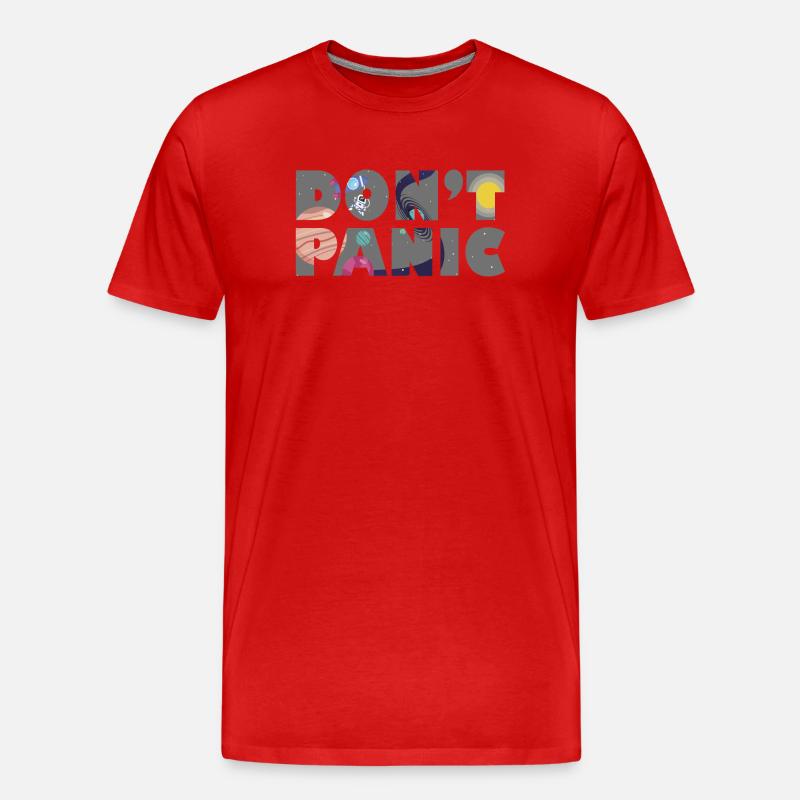 Galaxy Planets Don't Panic Gift - Männer Premium Bio T-Shirt - Rot