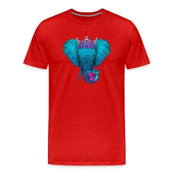 Éléphant avec des fleurs et une couronne - T-shirt bio Premium Homme - rouge - Devant - Damien (186cm)