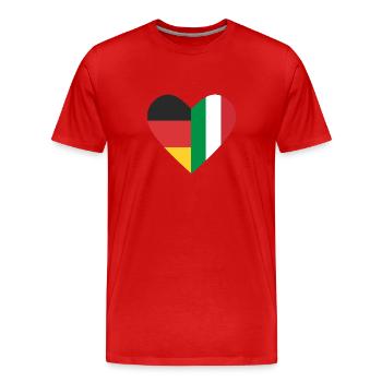 Un coeur - Allemagne Italie - T-shirt bio Premium Homme - rouge - Devant - Damien (186cm)