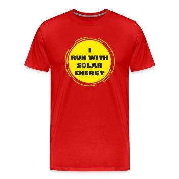 lustiges laufe mit Solarenergie-Design - Männer Premium Bio T-Shirt - Rot - Vorne - Damien (186cm)