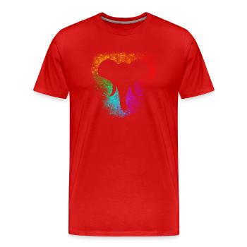 Regenbogenspritzer Elefantenkopf - Männer Premium Bio T-Shirt - Rot - Vorne - Damien (186cm)