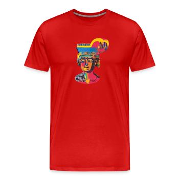 Le Pop Art du Pharaon de Warhol - Illustration IA - T-shirt bio Premium Homme - rouge - Devant - Damien (186cm)