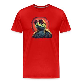 Tortue d’eau fraîche avec des lunettes de soleil - T-shirt bio Premium Homme - rouge - Devant - Damien (186cm)