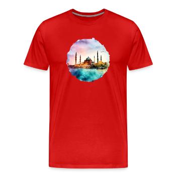 Architecture turque, peinture, couleurs - T-shirt bio Premium Homme - rouge - Devant - Damien (186cm)