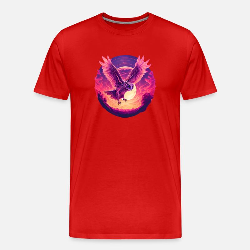 Wunderschöne Eule im Wonnenuntergang - Männer Premium Bio T-Shirt - Rot
