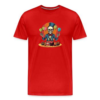 Skeleton fête son anniversaire ! - T-shirt bio Premium Homme - rouge - Devant - Damien (186cm)