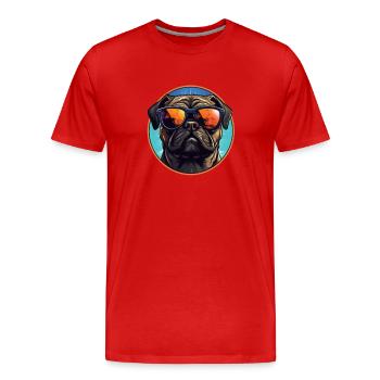 Pug dog - Men's Premium Organic T-Shirt - red - Front - Damien (186cm)