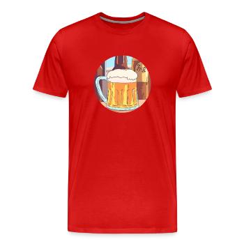 Kühler Biergenuss - Männer Premium Bio T-Shirt - Rot - Vorne - Damien (186cm)
