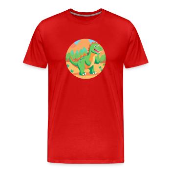 Jungle Dino Fun - Men's Premium Organic T-Shirt - red - Front - Damien (186cm)