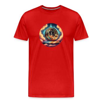 Essence de crypto-monnaie - T-shirt bio Premium Homme - rouge - Devant - Damien (186cm)