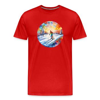 Biathlon - farbiger Skifahrer auf Skipiste - Männer Premium Bio T-Shirt - Rot - Vorne - Damien (186cm)