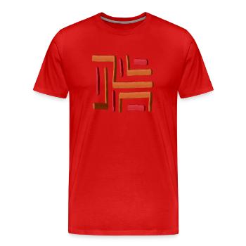Rotes Farblabyrinth - Männer Premium Bio T-Shirt - Rot - Vorne - Damien (186cm)