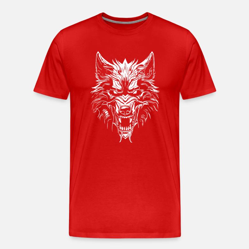 Wolf - Männer Premium Bio T-Shirt - Rot