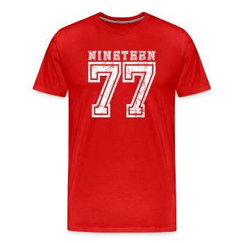 NINETEEN 1977 - Men's Premium Organic T-Shirt - red - Front - Damien (186cm)