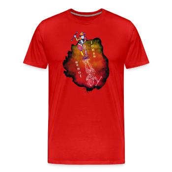 Red Joker - Poker - CARTE PLAYING - Joueurs - T-shirt bio Premium Homme - rouge - Devant - Damien (186cm)
