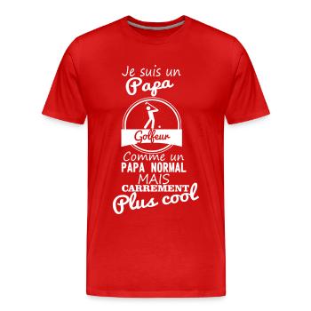 Papa Golfeur,golf - T-shirt bio Premium Homme - rouge - Devant - Damien (186cm)