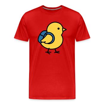 School Chick with Backpack – Funny Cartoon Chick - Men's Premium Organic T-Shirt - red - Front - Damien (186cm)