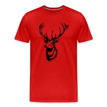 HIRSCH - HIRSCHKOPF - HIRSCHGEWEIH - Männer Premium Bio T-Shirt - Rot - Vorne - Damien (186cm)