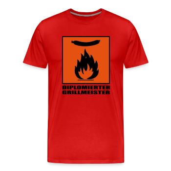 GRILLMEISTER - Männer Premium Bio T-Shirt - Rot - Vorne - Damien (186cm)