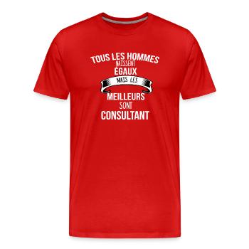 Consultant cadeau humour - T-shirt bio Premium Homme - rouge - Devant - Damien (186cm)