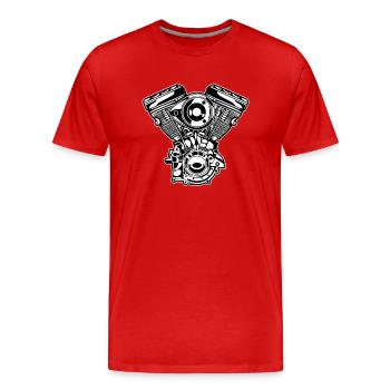 Moteur moto / Moteur 01_schwarz blanc - T-shirt bio Premium Homme - rouge - Devant - Damien (186cm)