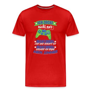 Zocken Gaming lustiger Spruch tshirt design - Männer Premium Bio T-Shirt - Rot - Vorne - Damien (186cm)