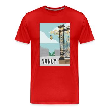 Nancy ville - T-shirt bio Premium Homme - rouge - Devant - Damien (186cm)